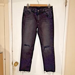 Joe's Jeans Mid Rise Stretch Destroyed Boyfriend Black Denim Jeans 30